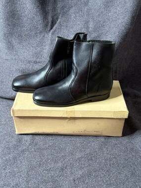 Vintage Buster Brown Boys Outer Space Black Leather Zip-Up Ankle Boots Size 3
